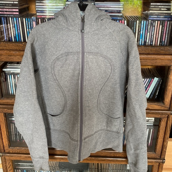 Vintage Cozy LULULEMON Grey Patterned Fleece Inside ‘Scuba’ Hoodie Size Medium - Picture 4 of 10